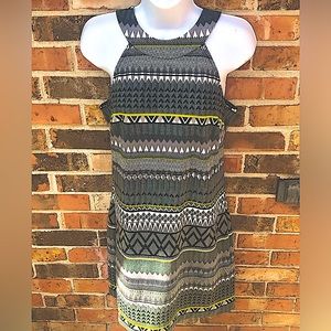 Trina Turk Black,White ,Yellow Geometric Bands Dress.Knit Fabric ,Woman’s Size M